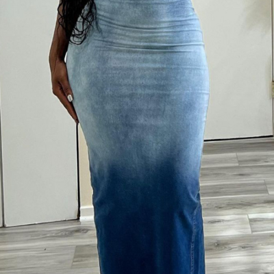 Fashion women denim blue skirt