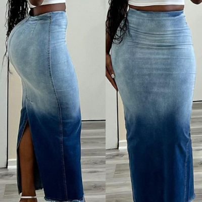Fashion women denim blue skirt