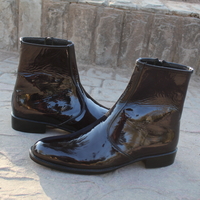 Handmade Classic Black Patent Leather Zipper Style Jodhpur Dress Boot - Thumbnail 6