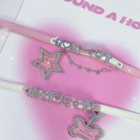 Y2K Harajuku PU Pink Leather Star Bone Collar Choker Necklace - Thumbnail 9