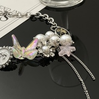 Pearl Colorful Butterfly Chain Pendant Necklace - Thumbnail 4
