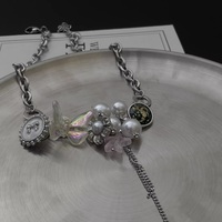 Pearl Colorful Butterfly Chain Pendant Necklace - Thumbnail 9