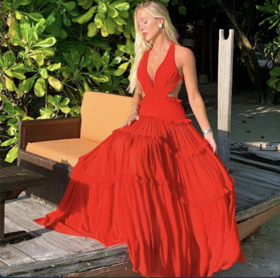 Halter Red Prom Dresses Floor Length