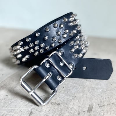 1.75" or 2" wide chaotic short british studded belt