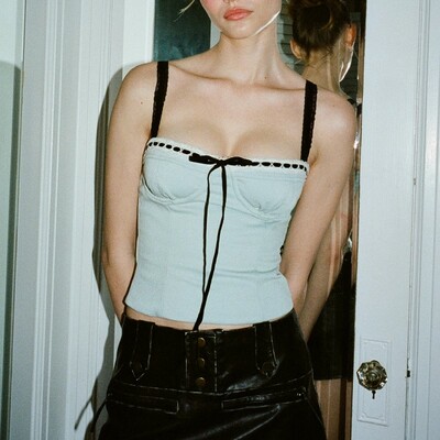 Blue lace bandage slip tank top - Thumbnail 1