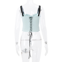 Blue Lace Bandage Slip Tank Top - Thumbnail 7