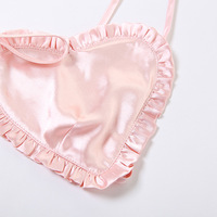 Pink Satin Heart Ruffle Crop Top - Thumbnail 7