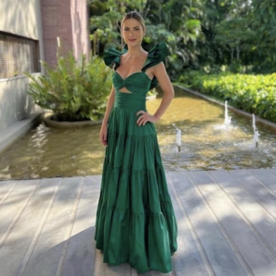 Green prom dresses straps floor length - Thumbnail 2