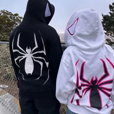 Graffiti spider print hoodie