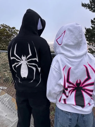 Graffiti Spider Print Hoodie