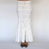 2PCS White Ruffle Camisole + High Waist Long Skirt - Thumbnail 5