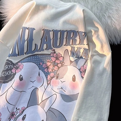 Rabbit floral print short sleeve t-shirt  - Thumbnail 1