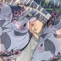 Rabbit Floral Print Short Sleeve T-shirt  - Thumbnail 2