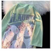 Rabbit Floral Print Short Sleeve T-shirt  - Thumbnail 7