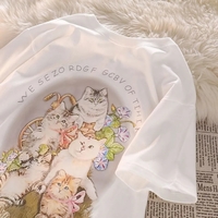 Cat Print Short Sleeve T-shirt  - Thumbnail 2