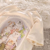 Cat Print Short Sleeve T-shirt  - Thumbnail 3