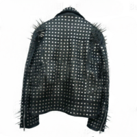 Men's Black Silver Spiked Studded Punk Leather Jacket - Thumbnail 1