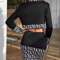 Fashion Printing Splice Two Piece Set Dress - Thumbnail 1