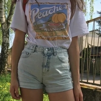 Peach Print Short Sleeve T-shirt  - Thumbnail 1