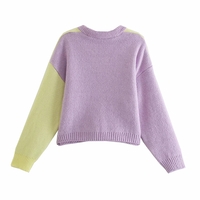 Purple & Yellow Flower Print Patchwork Sweater  - Thumbnail 5