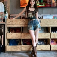 Vintage Brown Cat Print Crop Top - Thumbnail 4