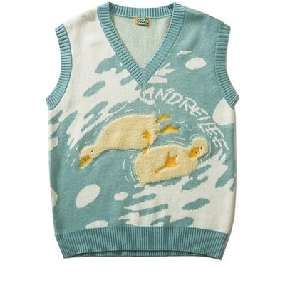 Swimming duck knit sweater vest