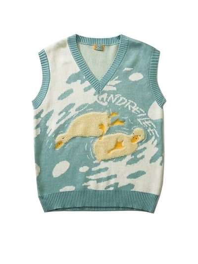 Swimming Duck Knit Sweater Vest