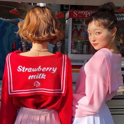 Strawberry milk sailor collar sweater  - Thumbnail 3
