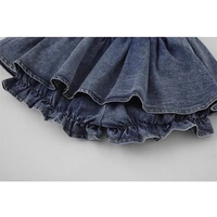 Denim Bow Ruffle Low Waist Skirt  - Thumbnail 6