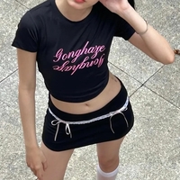 Black Bow Lace Trim High Waist Mini Skirt  - Thumbnail 3