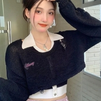 Pink Y2K Oversized Cropped Smock Sweater  - Thumbnail 6