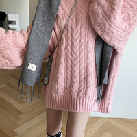 Pink Preppy Cable Knit V Neck Sweater  - Thumbnail 6