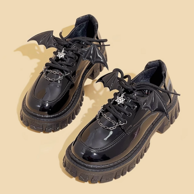 New cute student platform shoes thick-soled leather shoes black women's shoes