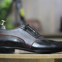 Men's Brogue Toe Lace Up Black Color Genuine Leather Designer Shoes - Thumbnail 2