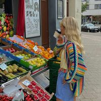 Rainbow Stripe Crochet Loose Cardigan  - Thumbnail 8