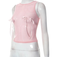 Pink Bow Sleeveless Crop Top - Thumbnail 5