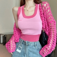 2PCS Pink Crochet Smock + Tank Top - Thumbnail 2