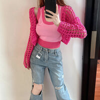 2PCS Pink Crochet Smock + Tank Top - Thumbnail 5