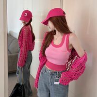 2PCS Pink Crochet Smock + Tank Top - Thumbnail 3
