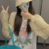 Blue Hollow Out Cropped Cardigan  - Thumbnail 5