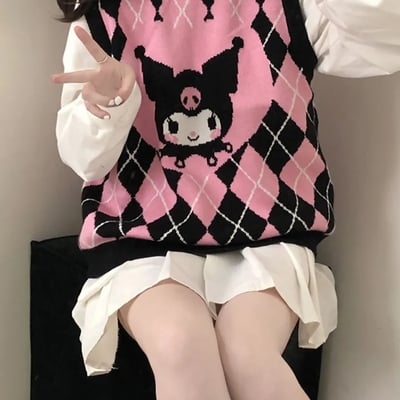 Anime argyle print sweater vest - Thumbnail 1