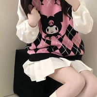 Anime Argyle Print Sweater Vest - Thumbnail 1