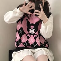 Anime Argyle Print Sweater Vest - Thumbnail 4