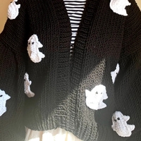 3D Black Ghost Crochet Sweater  - Thumbnail 1