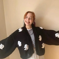 3D Black Ghost Crochet Sweater  - Thumbnail 2
