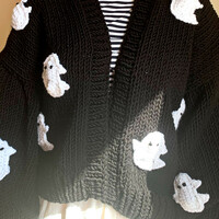 3D Black Ghost Crochet Sweater  - Thumbnail 5