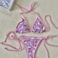 3D Pink Japanese Anime Cat Bikini Set - Thumbnail 3