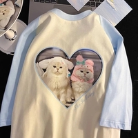 Cat Patchwork Print Short Sleeve T-shirt  - Thumbnail 2