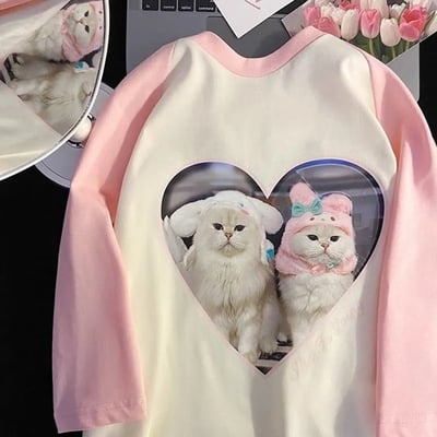 Cat patchwork print short sleeve t-shirt  - Thumbnail 1