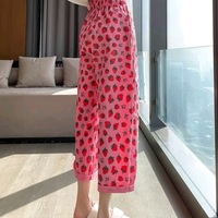Pink Strawberry Print High Waist Trousers  - Thumbnail 6